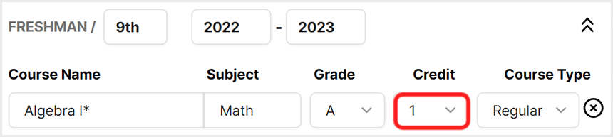 count the classes in total credits