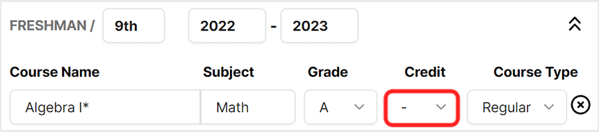 count the classes in total credits